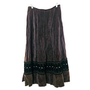 Handmade Crushed Velvet Western Style Vintage Maxi Skirt Embellished